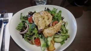 chicken and salad meal
