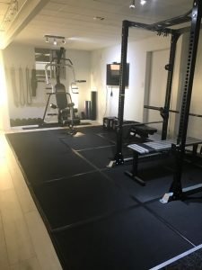 Jenelle Schultz gym set up in new home